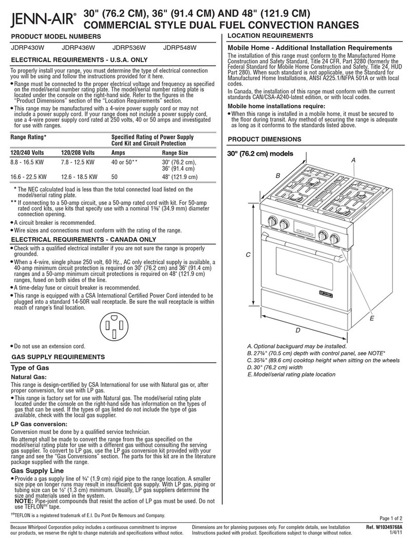 Jenn-Air JDRP548W installation instructions