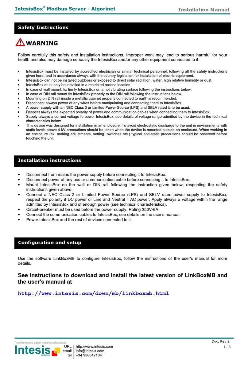 IntesisBox Modbus Server-Algorinet installation manual