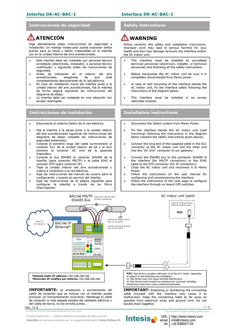 IntesisBox DK-AC-BAC-1 installation instructions IntesisBox DK-AC-BAC-1 installation instructions