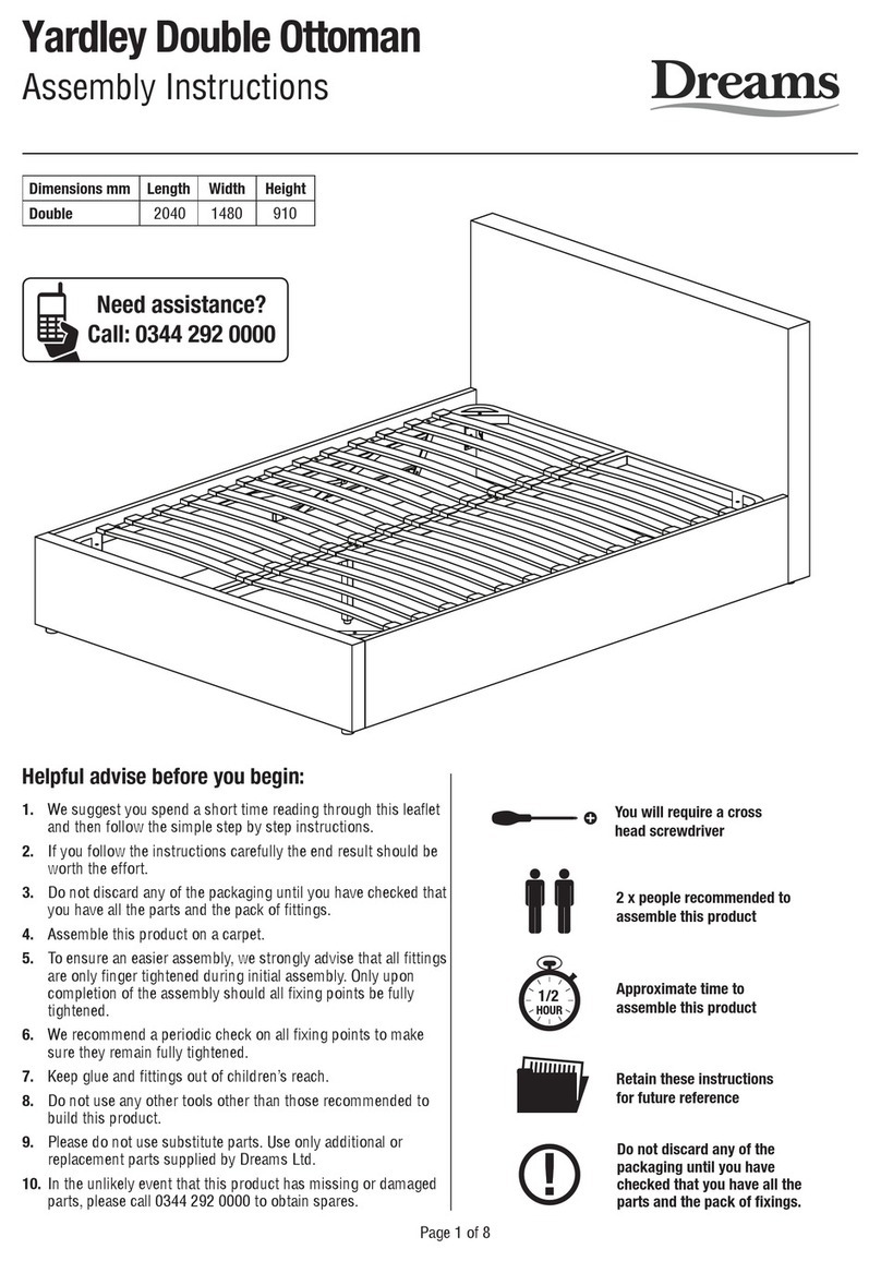 DREAMS Yardley Double Ottoman User manual DREAMS Yardley Double Ottoman User manual