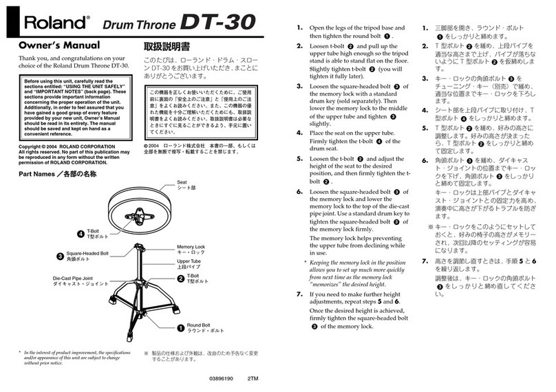 Roland Drum Throne DT-30 User manual