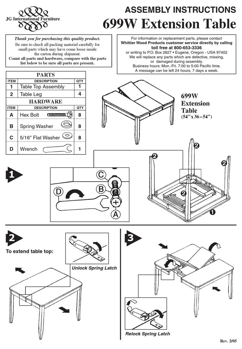 Whittier Wood Extension Table Assembly instructions Whittier Wood Extension Table Assembly instructions