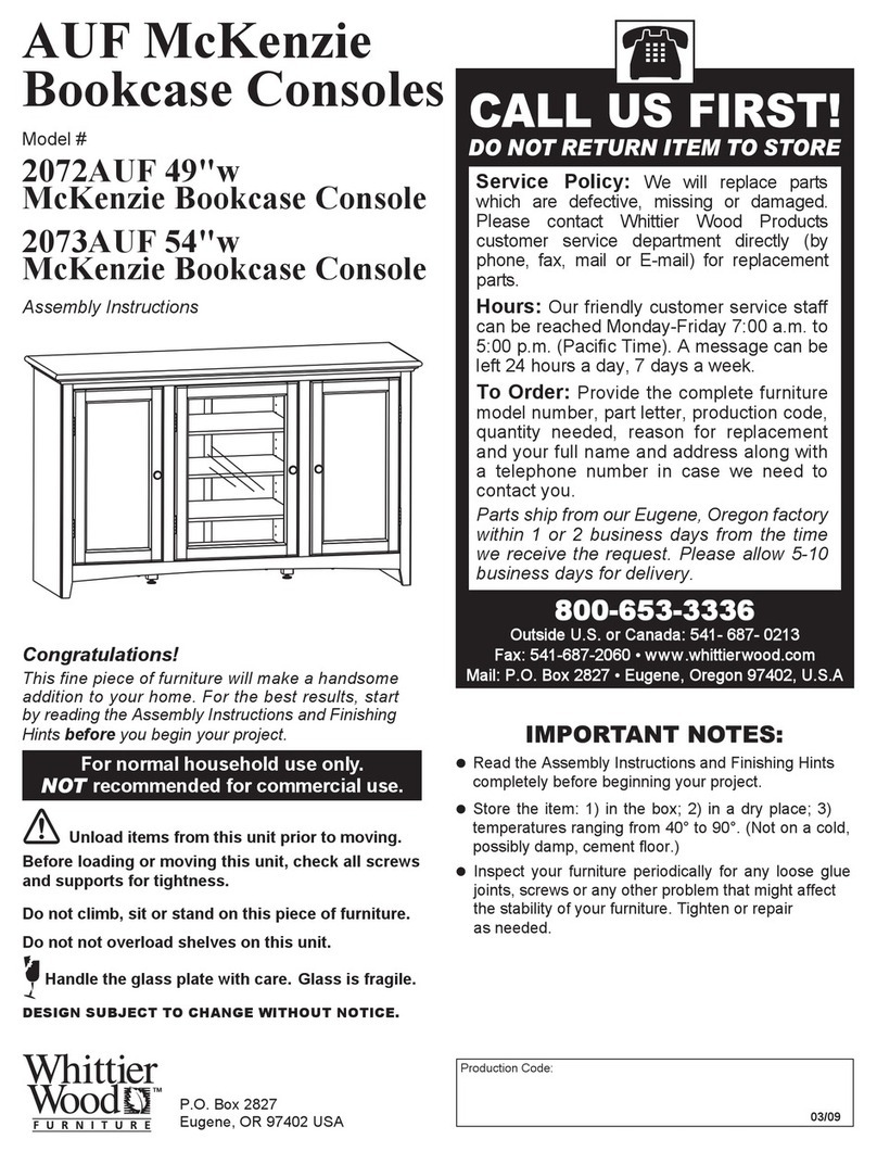 Whittier Wood Furniture 2072AUF 49"w McKenzie Bookcase Console Assembly instructions