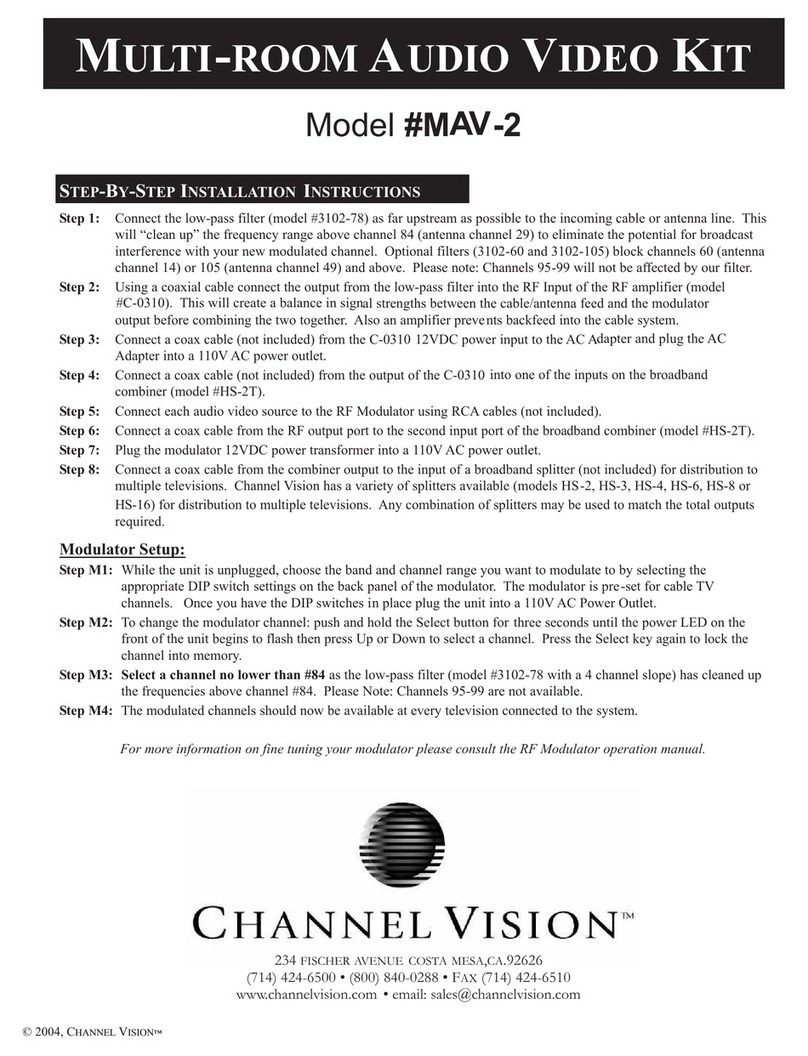 Channel Vision MAV-2 Step by step installation instructions