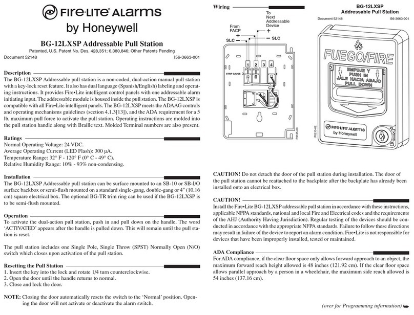 Fire-Lite Alarms BG-12LXSP User manual
