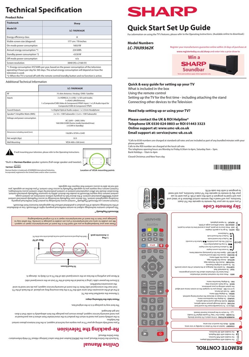 Sharp LC-70UI9362K Technical manual