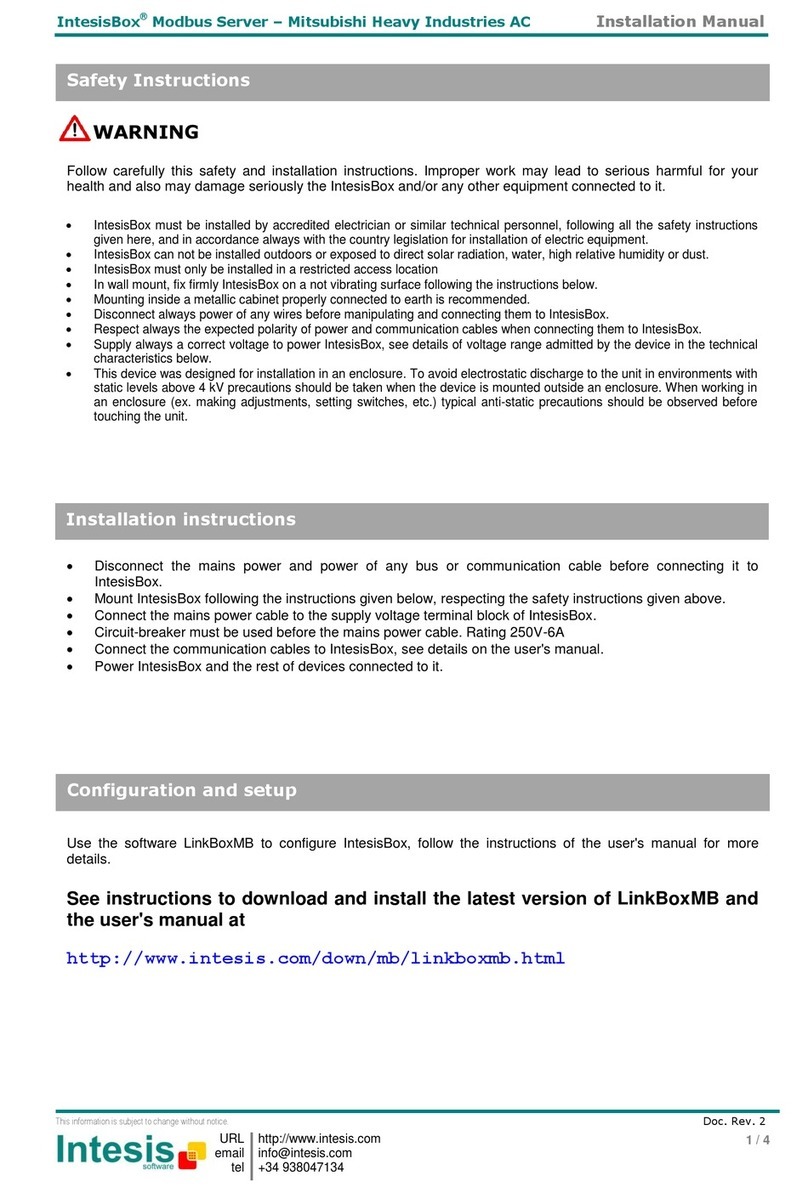 IntesisBox Modbus Server-Mitsubishi Heavy Industries AC User manual IntesisBox Modbus Server-Mitsubishi Heavy Industries AC User manual