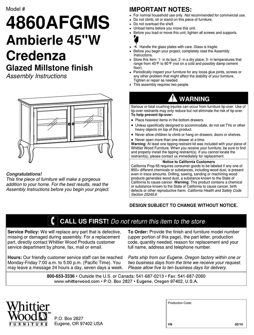 Whittier Wood 4860AFGMS Assembly instructions Whittier Wood 4860AFGMS Assembly instructions