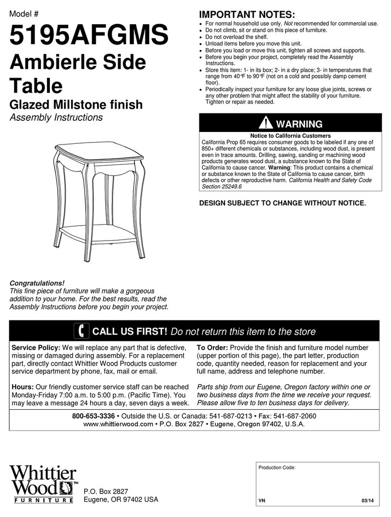 Whittier Wood 5195AFGMS Assembly instructions