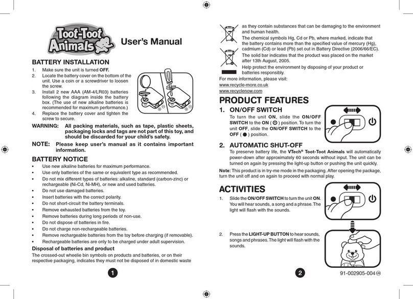 V-tech Toot-Toot Animals User manual
