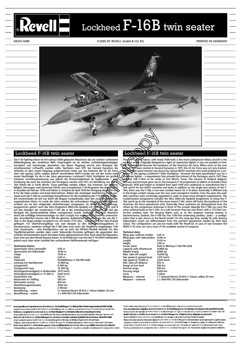 REVELL Lockheed F-16B twin seater User manual