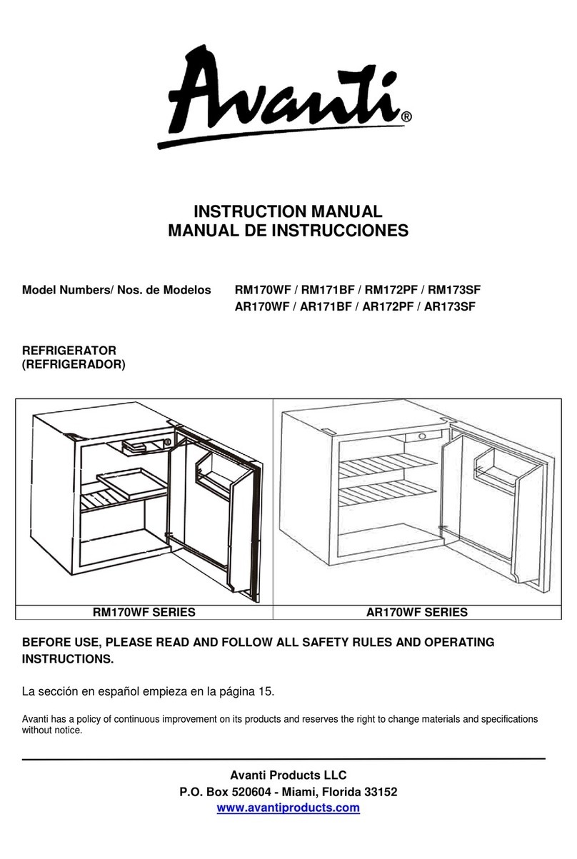 Avanti RM170WF instruction manual