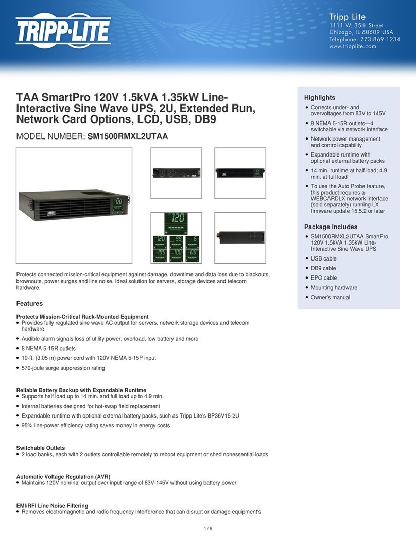 Tripp Lite SM1500RMXL2UTAA User manual