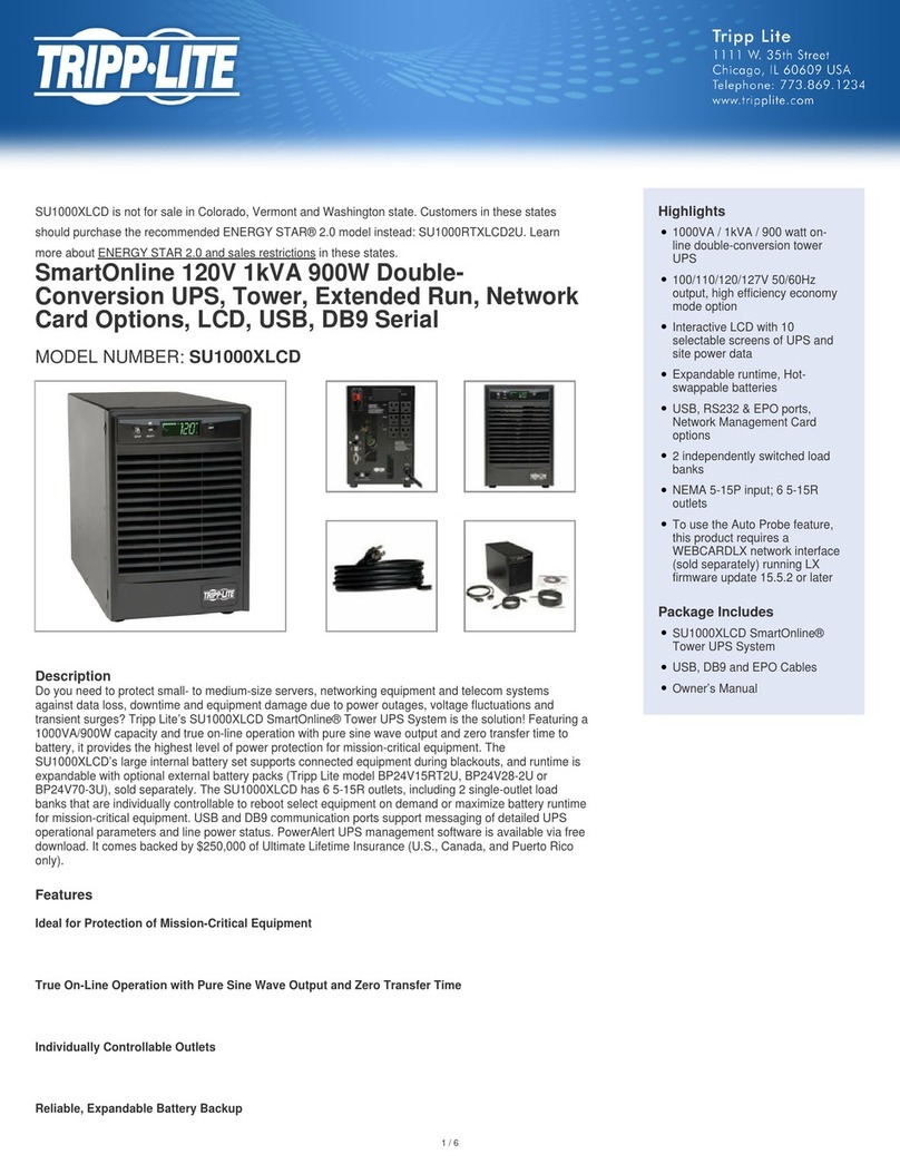 Tripp Lite SmartOnline SU1000XLCD quick guide