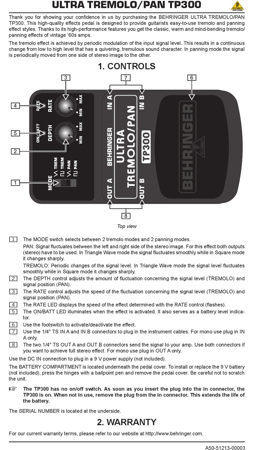 Behringer Ultra Tremolo PAN TP300 manual