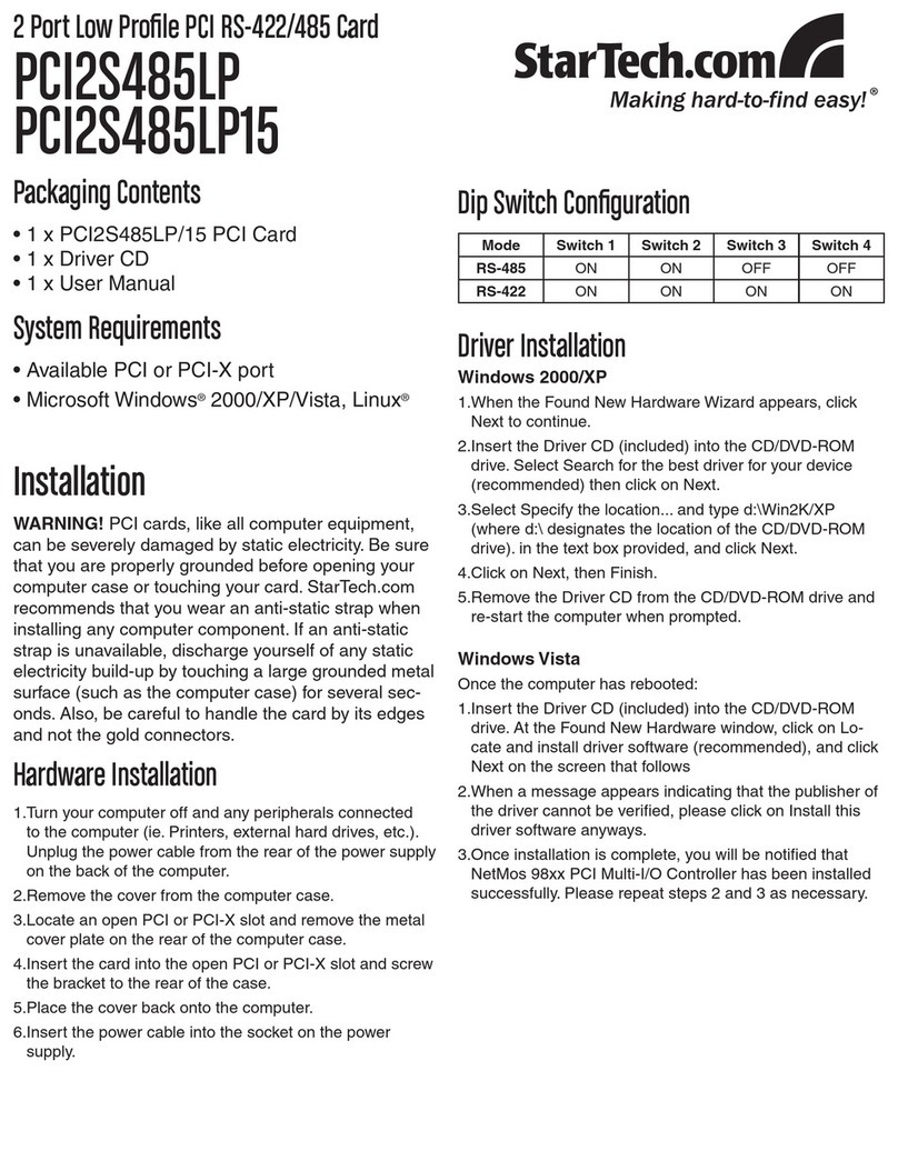 StarTech.com PCI2S485LP User manual