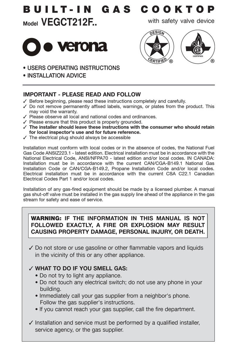 Verona VEGCT212F SERIES Operation instructions