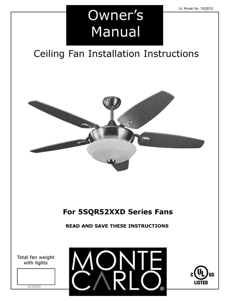 Monte Carlo Fan Company 5SQR52XXD Series owner's manual