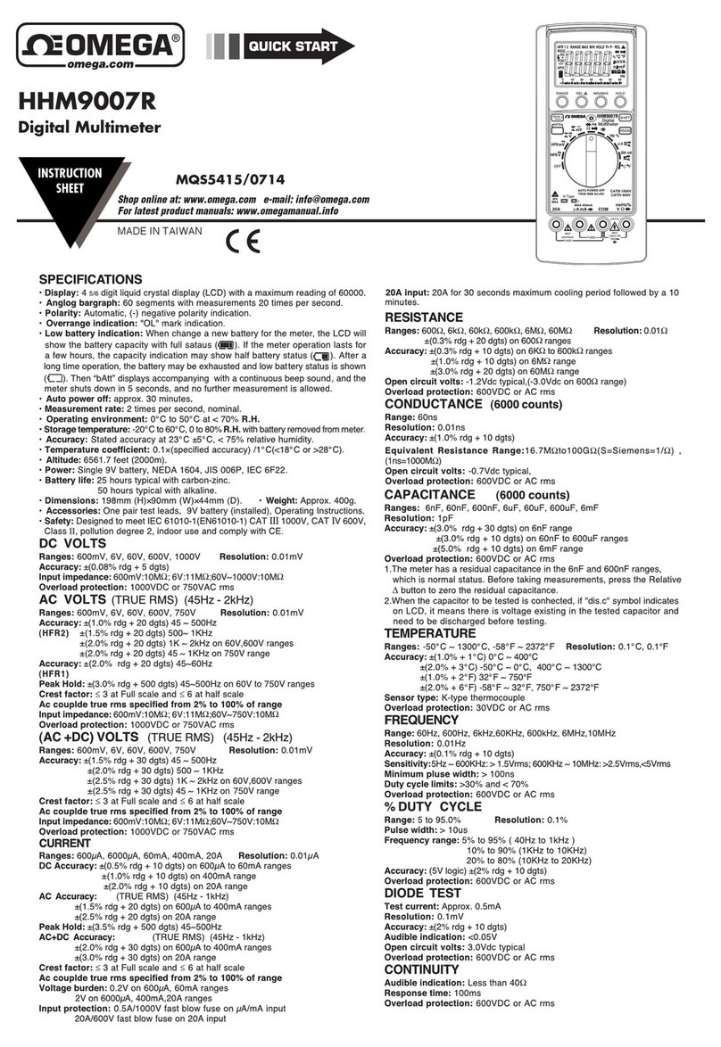 Omega HHM9007R User manual Omega HHM9007R User manual
