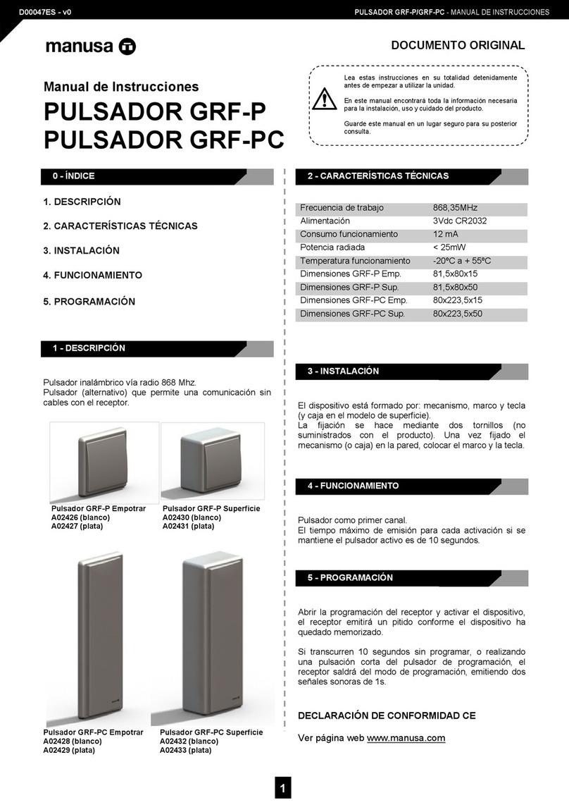 Manusa PUSHBUTTON GRF-P instruction manual Manusa PUSHBUTTON GRF-P instruction manual