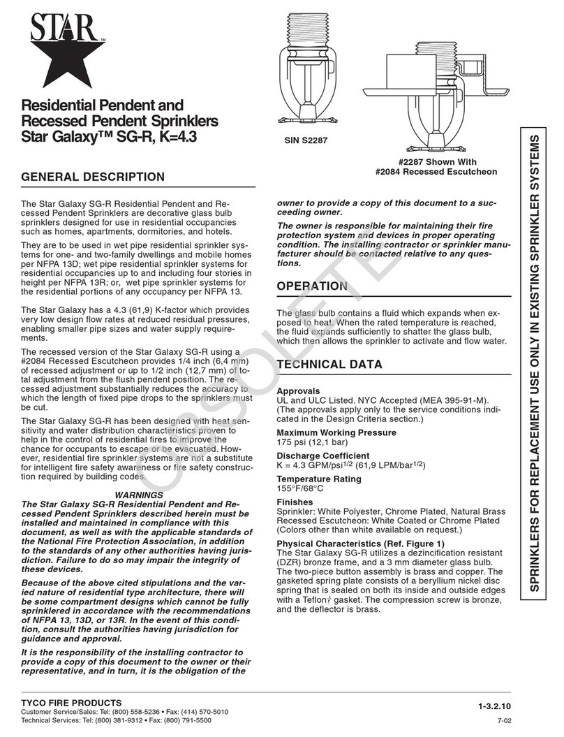 Tyco Fire Product Star Galaxy SG-R instruction manual