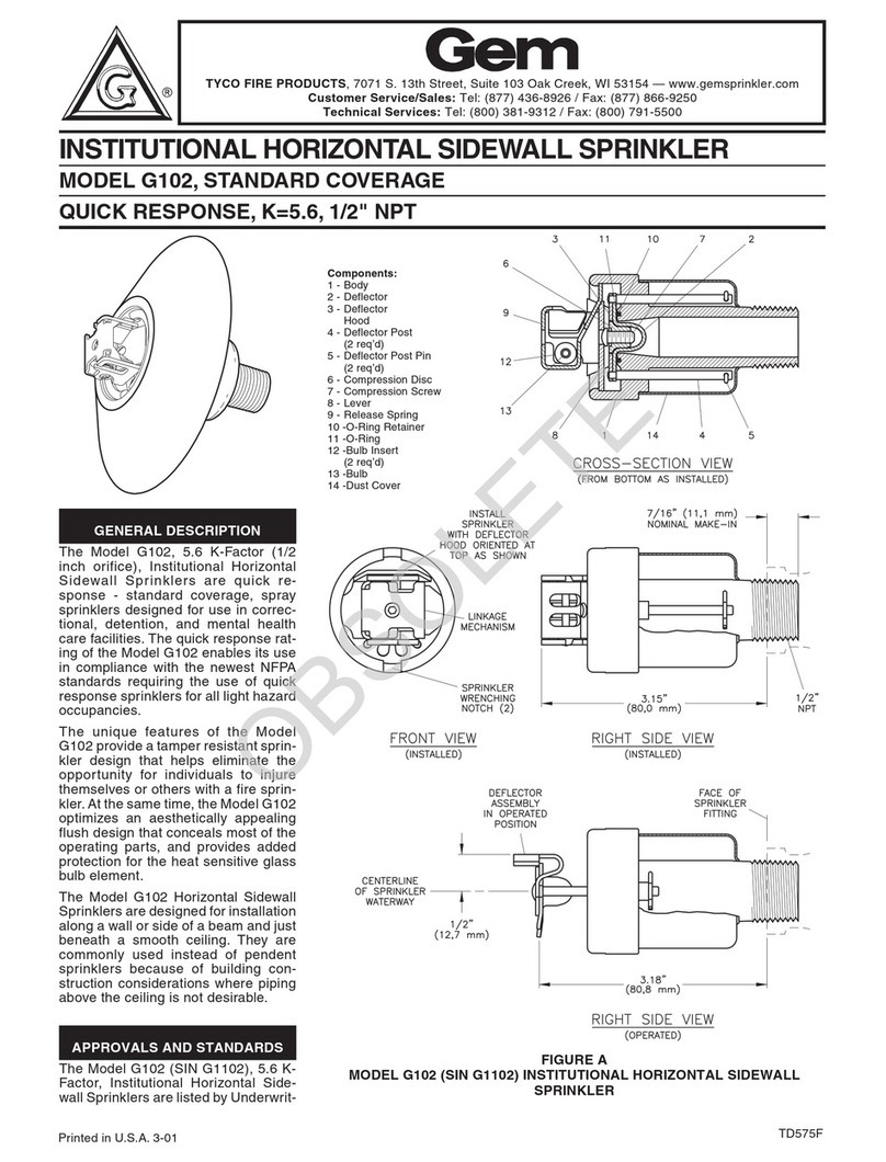 Tyco Fire Product Gem G102 instruction manual