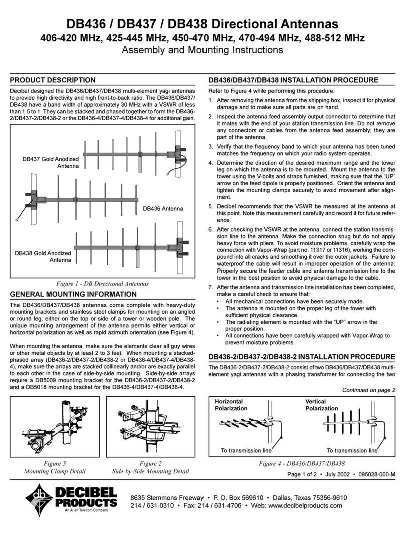 Allen Telecom DECIBEL PRODUCTS DB436 Assembly and mounting instructions Allen Telecom DECIBEL PRODUCTS DB436 Assembly and mounting instructions