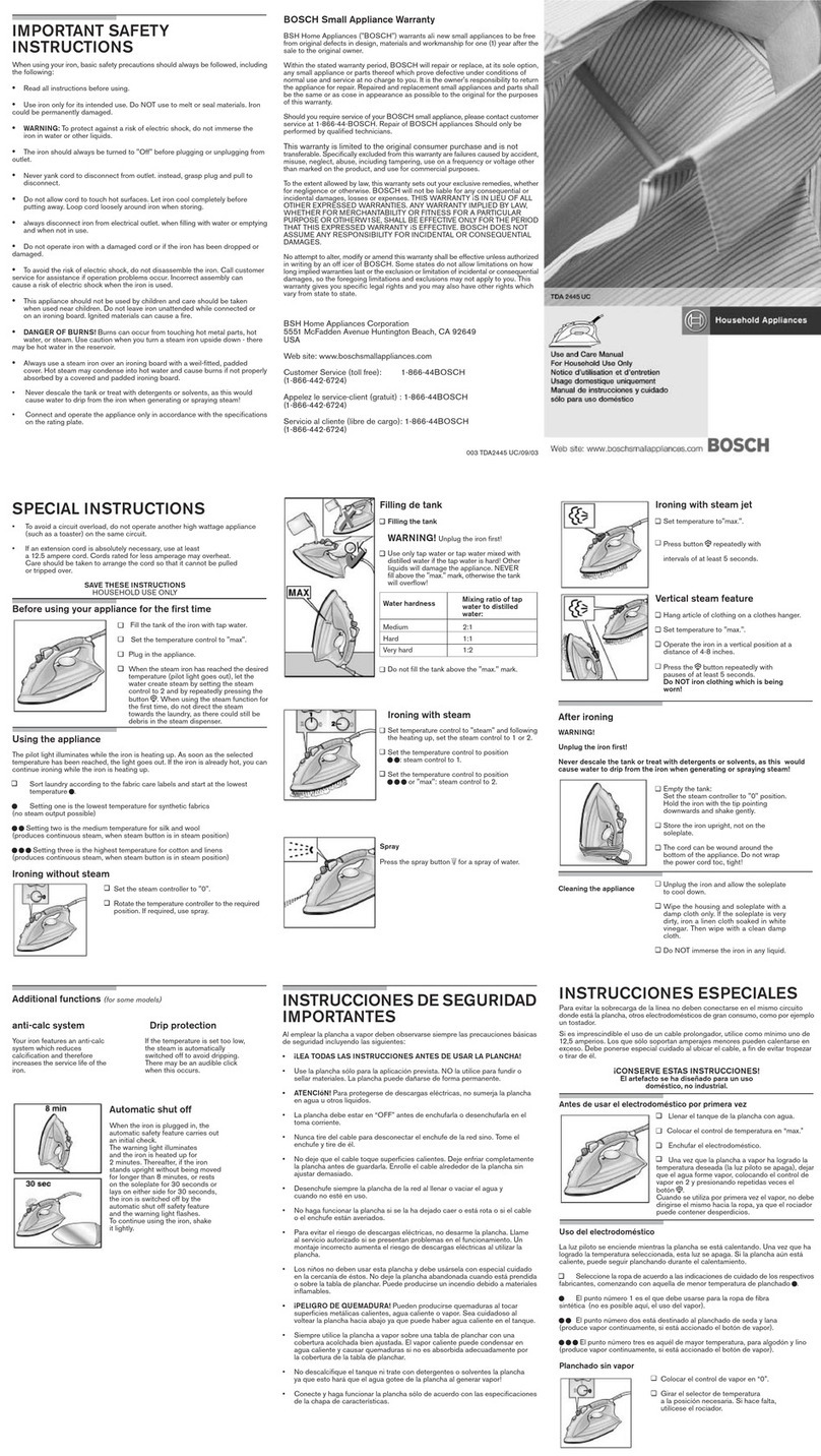 Bosch TDA 2445 UC Special instructions