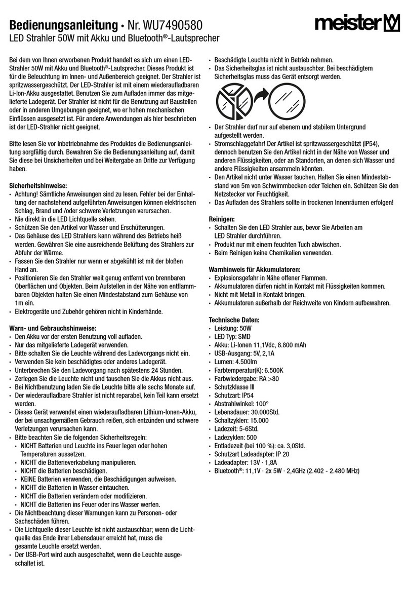 Meister WU7490580 operating instructions