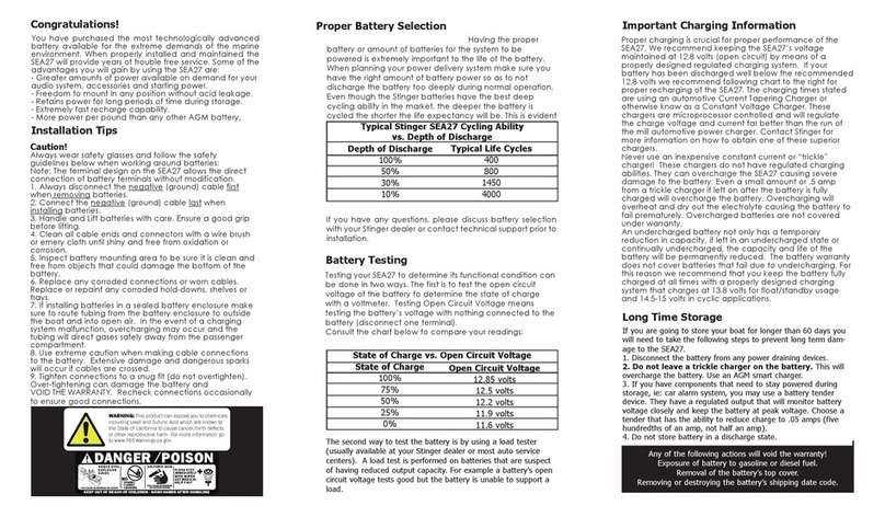 Stinger SEA27 Owners manual instructions