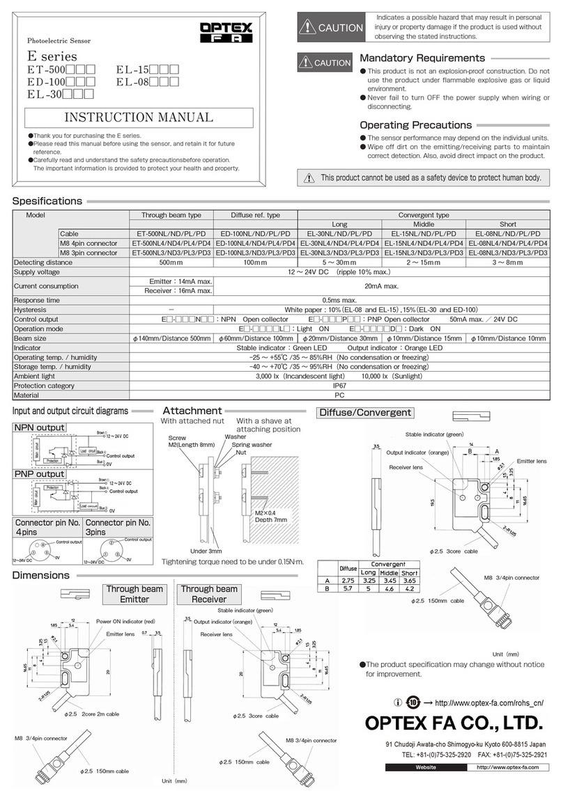 OPTEX FA E Series User manual