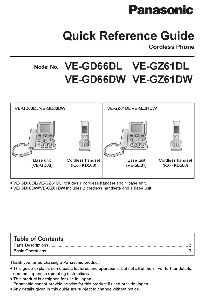 Panasonic VE-GD66DL Quick reference guide