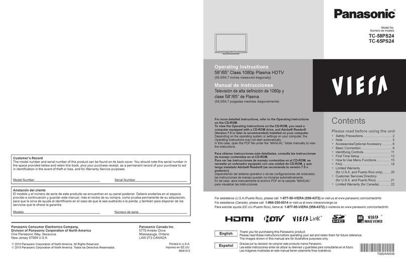 Panasonic Viera TC-58PS24 operating instructions