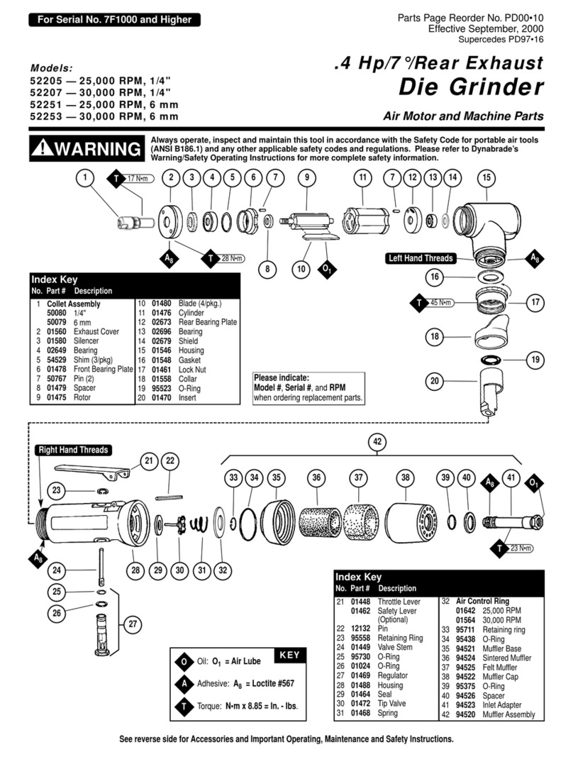Dynabrade 52205 Important operating, maintenance and safety instructions