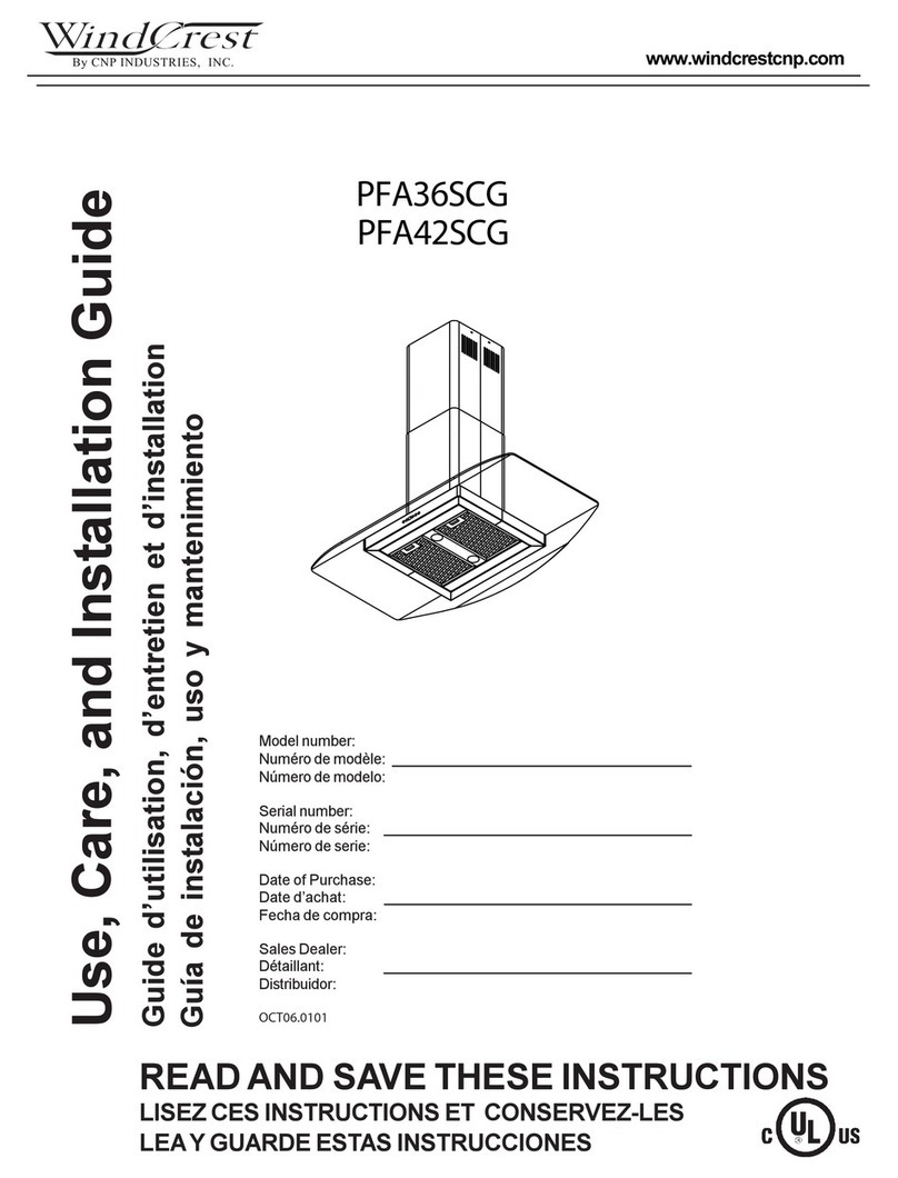 Wind Crest PFA36SCG Use, care and installation guide