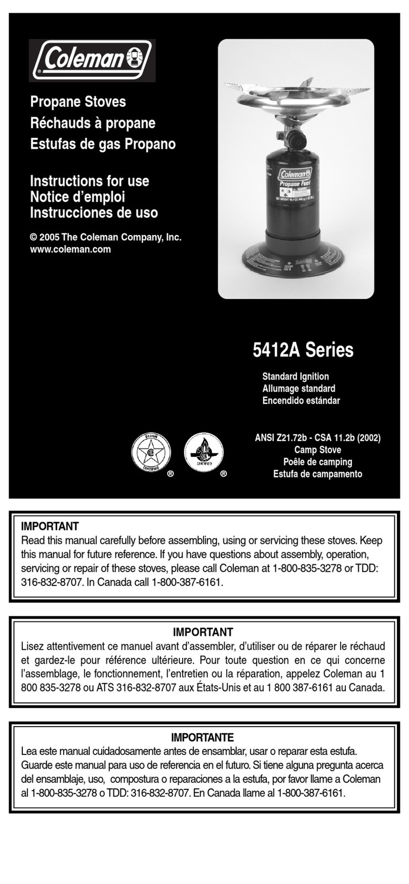 Coleman 5412A Series User manual