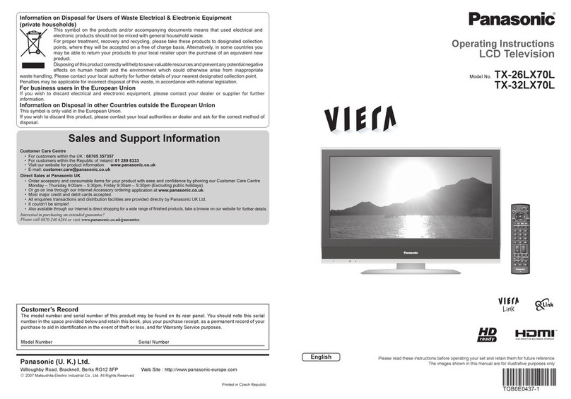Panasonic Viera TX-26LX70L User manual