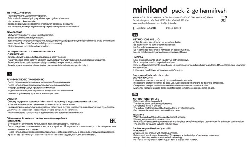 miniland pack-2-go hermifresh Instructions for use