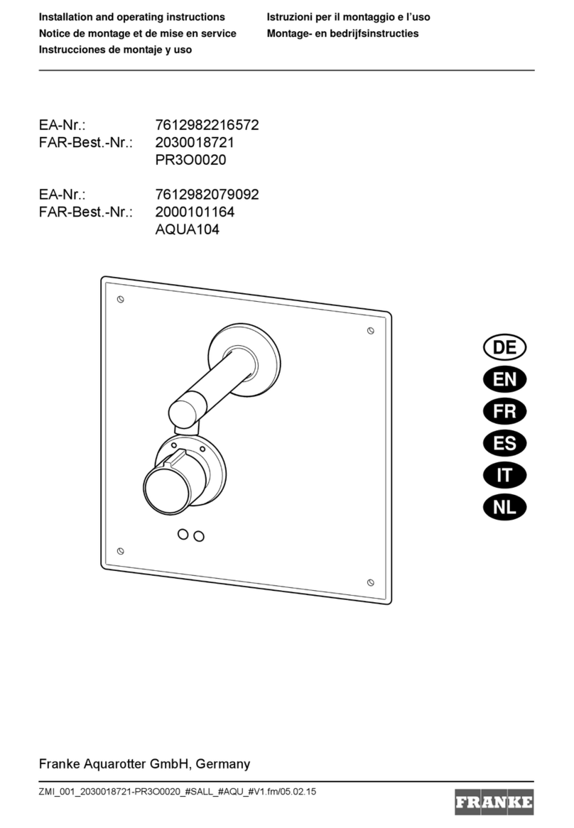 Franke PR3O0020 Installation and operating instructions