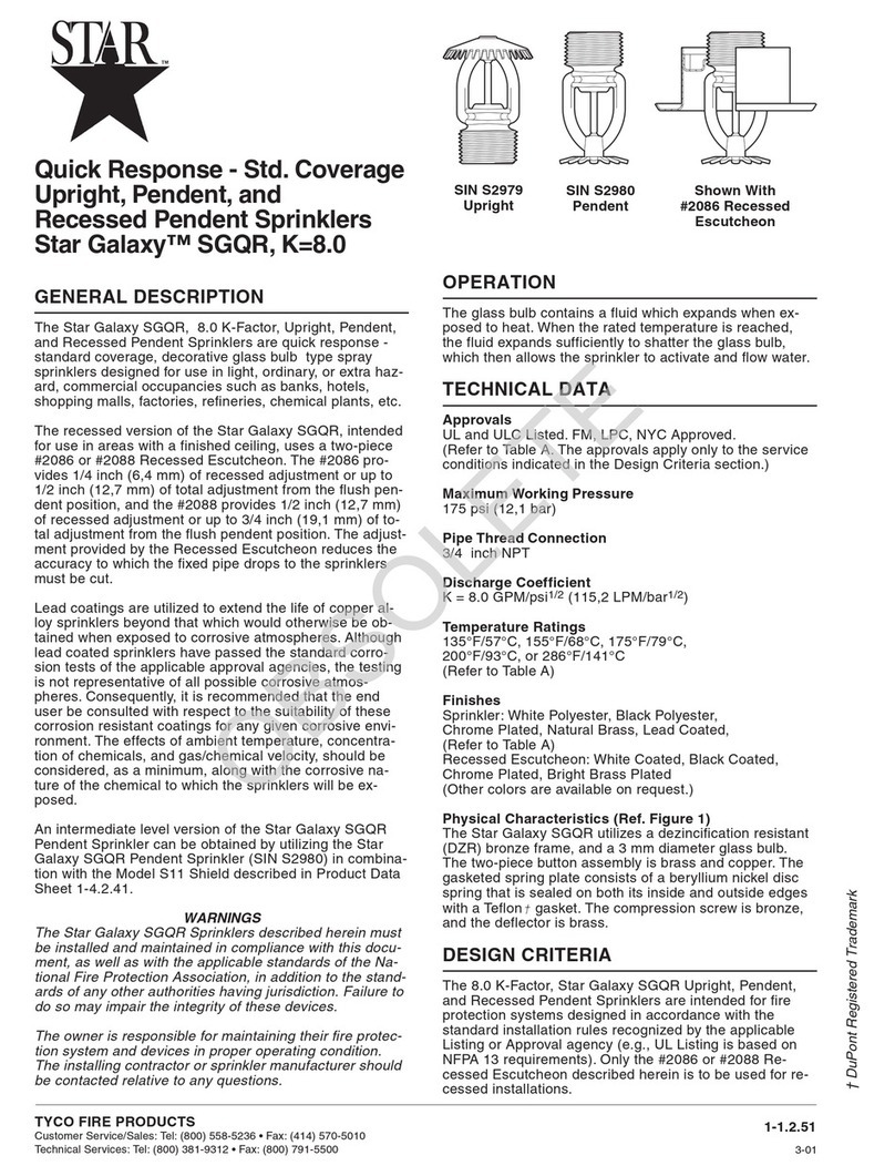 Tyco Fire Product Star Galaxy SGQR instruction manual Tyco Fire Product Star Galaxy SGQR instruction manual