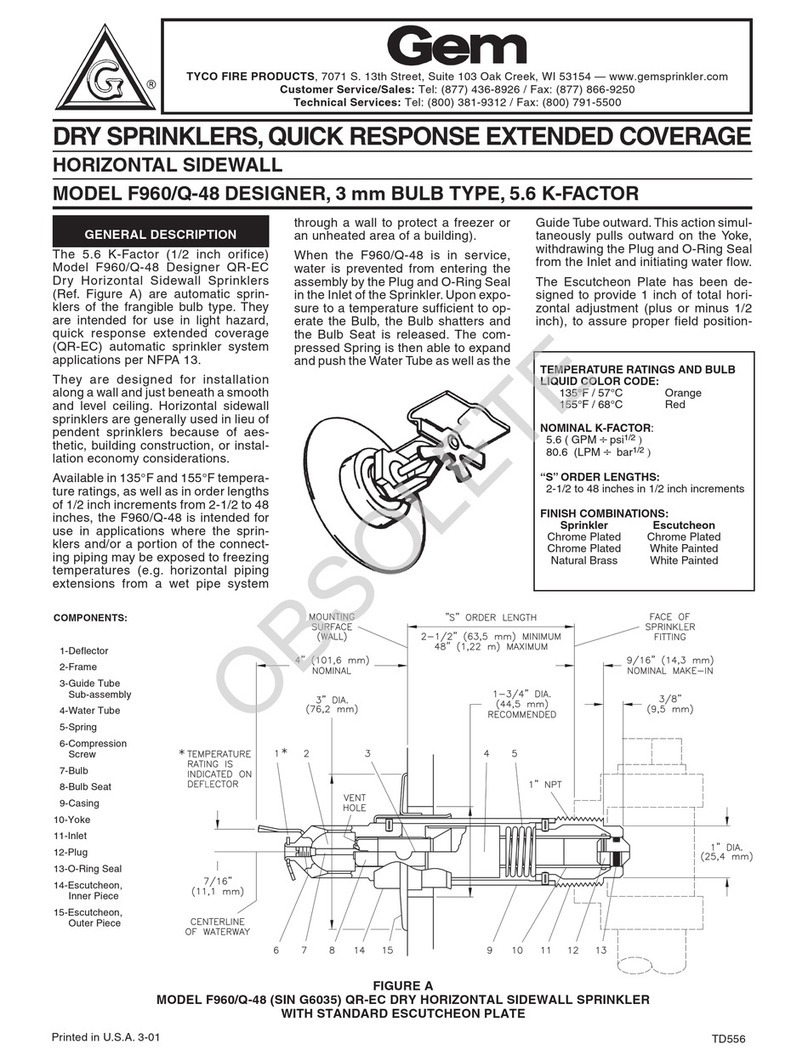 Tyco Fire Product Gem F960/Q-48 instruction manual