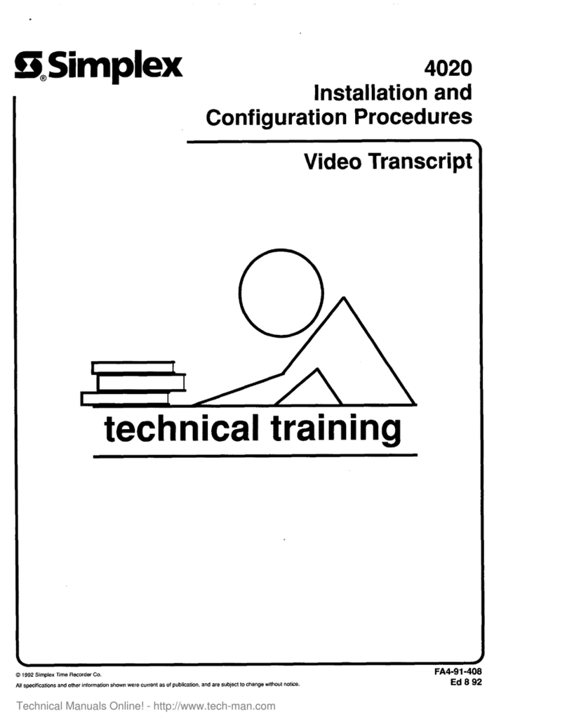 Simplex SafeLINC 4020 Installation and Configuration Procedures
