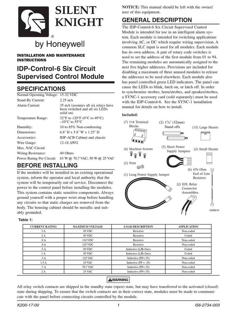 Honeywell SILENT KNIGHT IDP-Control-6 User manual