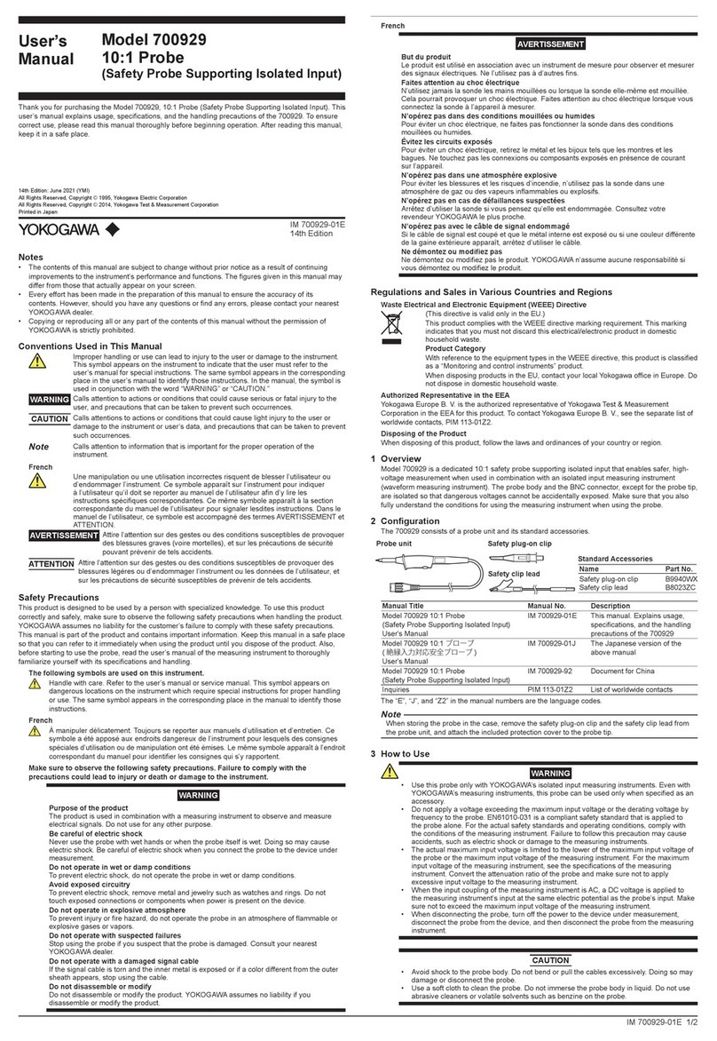 YOKOGAWA 700929 User manual