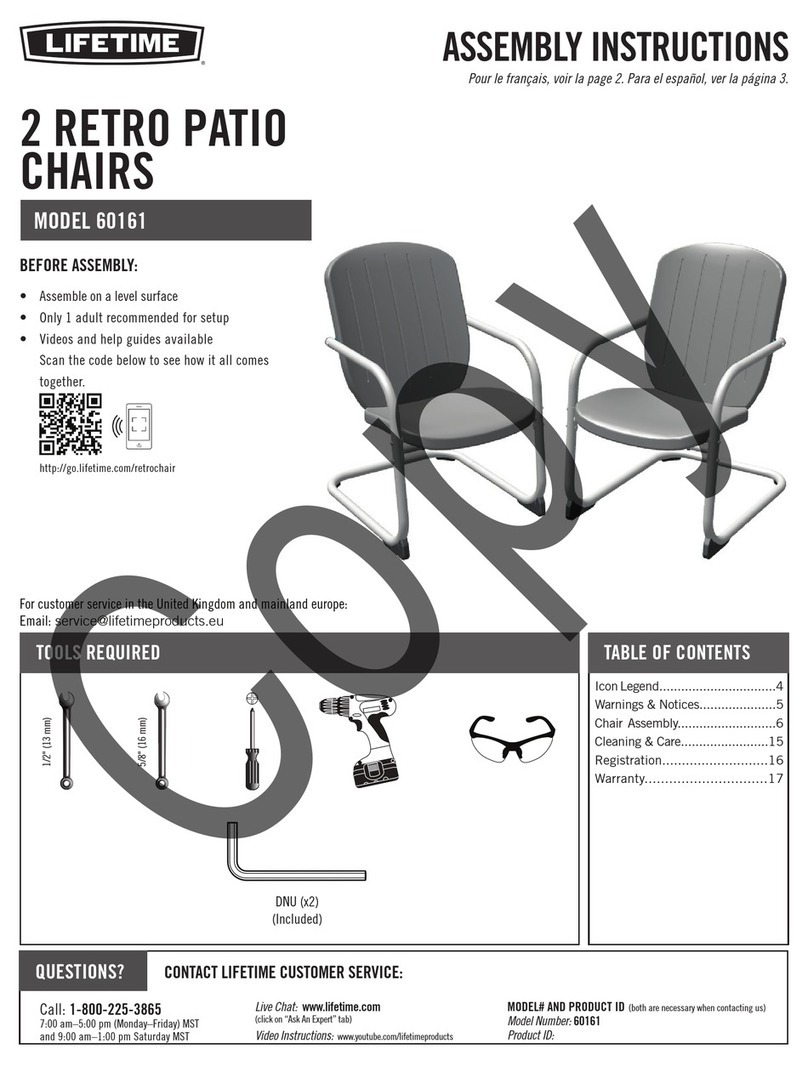Lifetime PATIO CHAIR 60161 Assembly instructions