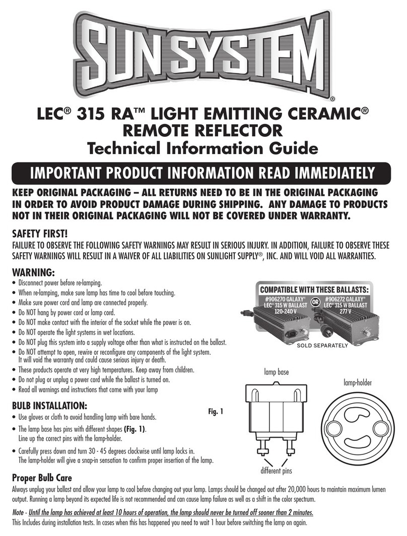 Sunlight Supply SUN SYSTEM LEC 315 RA Technical information guide