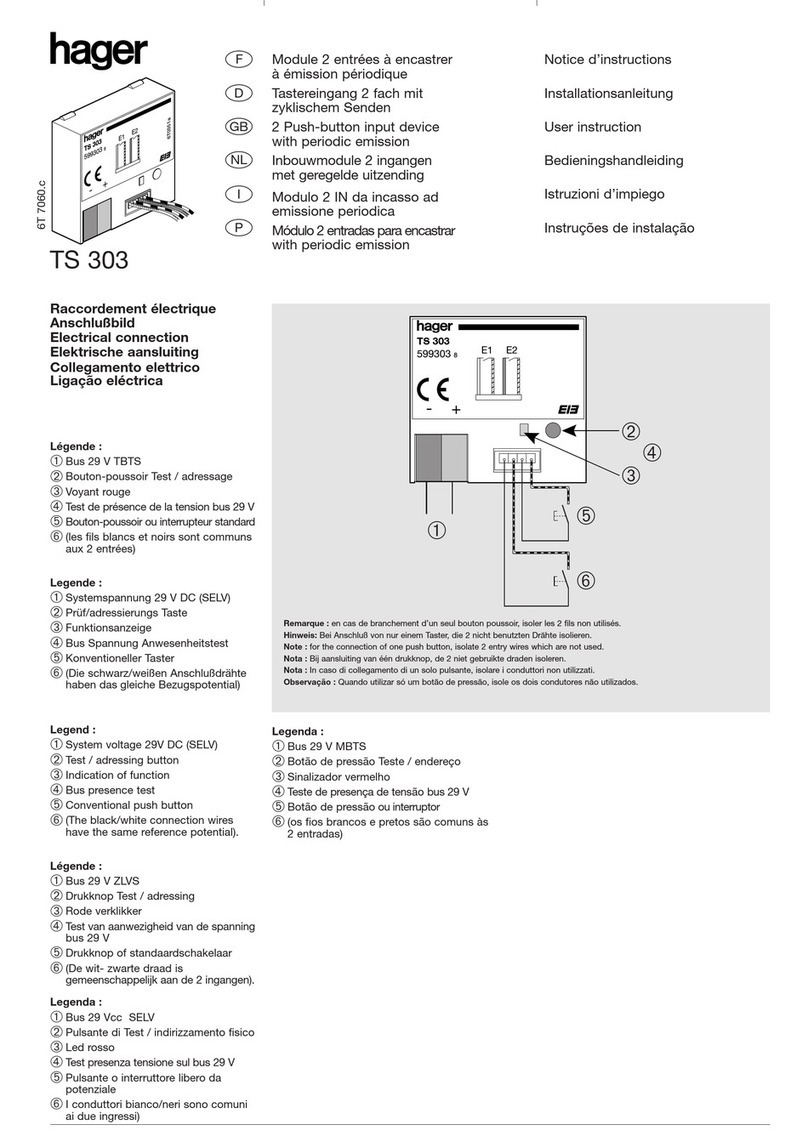 hager TS 303 Installation instructions hager TS 303 Installation instructions