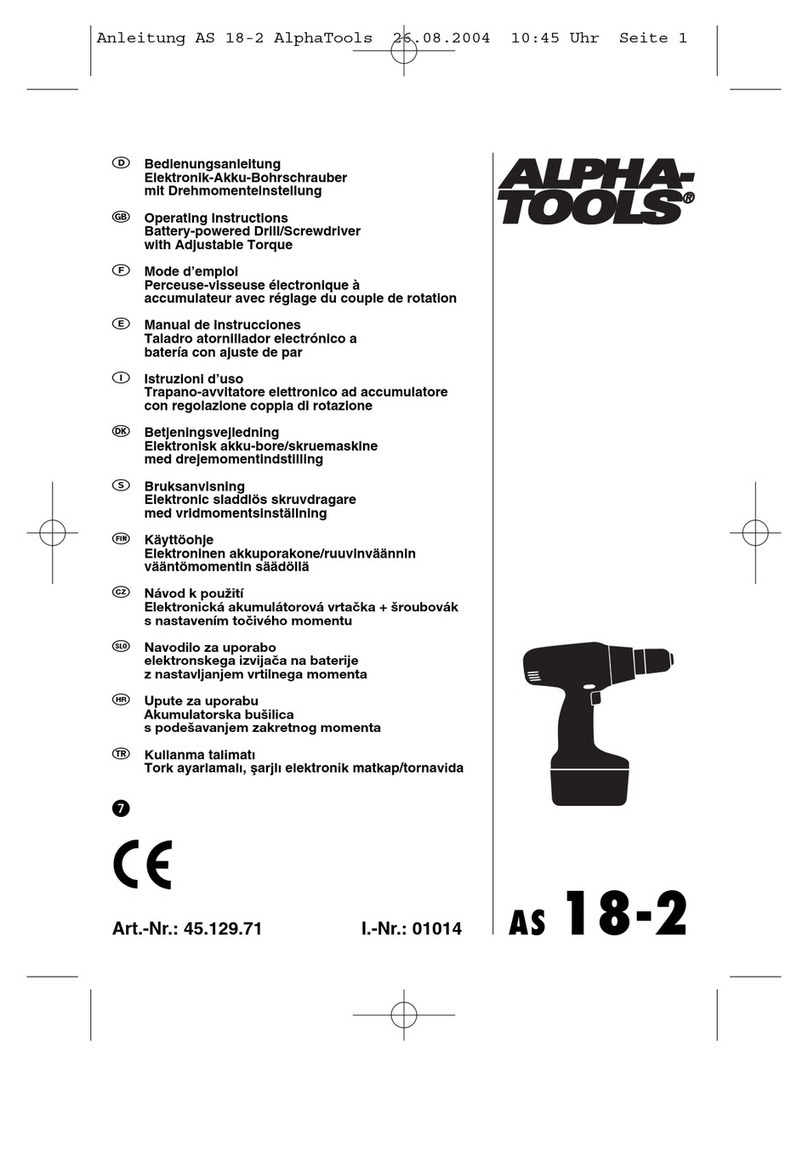 Alpha tools AS 18-2 operating instructions