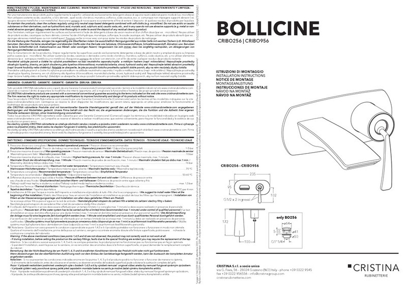 CRISTINA BOLLICINE CRIBO256 installation instructions CRISTINA BOLLICINE CRIBO256 installation instructions
