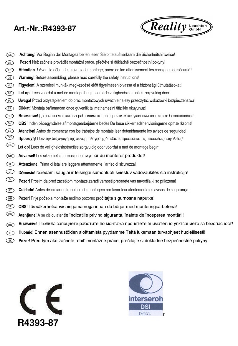 Reality Leuchten R4393-87 quick start guide